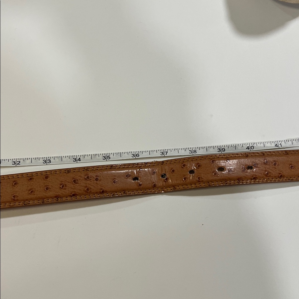 Ostrich Tan Leather Belt - genuine leather, 44 - Picture 7 of 7